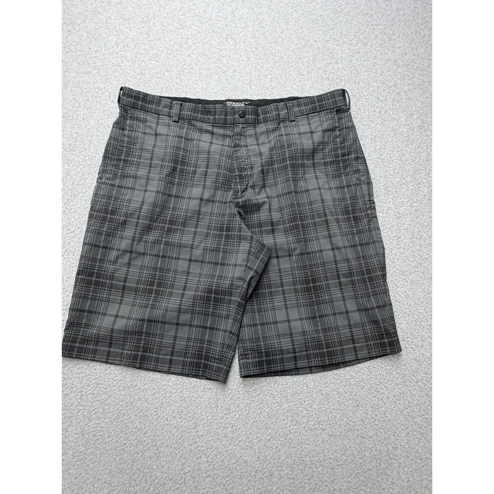 Nike Golf Shorts Mens 40 Gray Plaid Dri-FIT Performance Stretch 11 Inseam